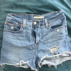 Levi's Blue Jean Shorts Distressed